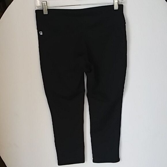 Fabletics Athletic Yoga Cropped Leggings hidden pocket abstract multicolor hems - Picture 2 of 8